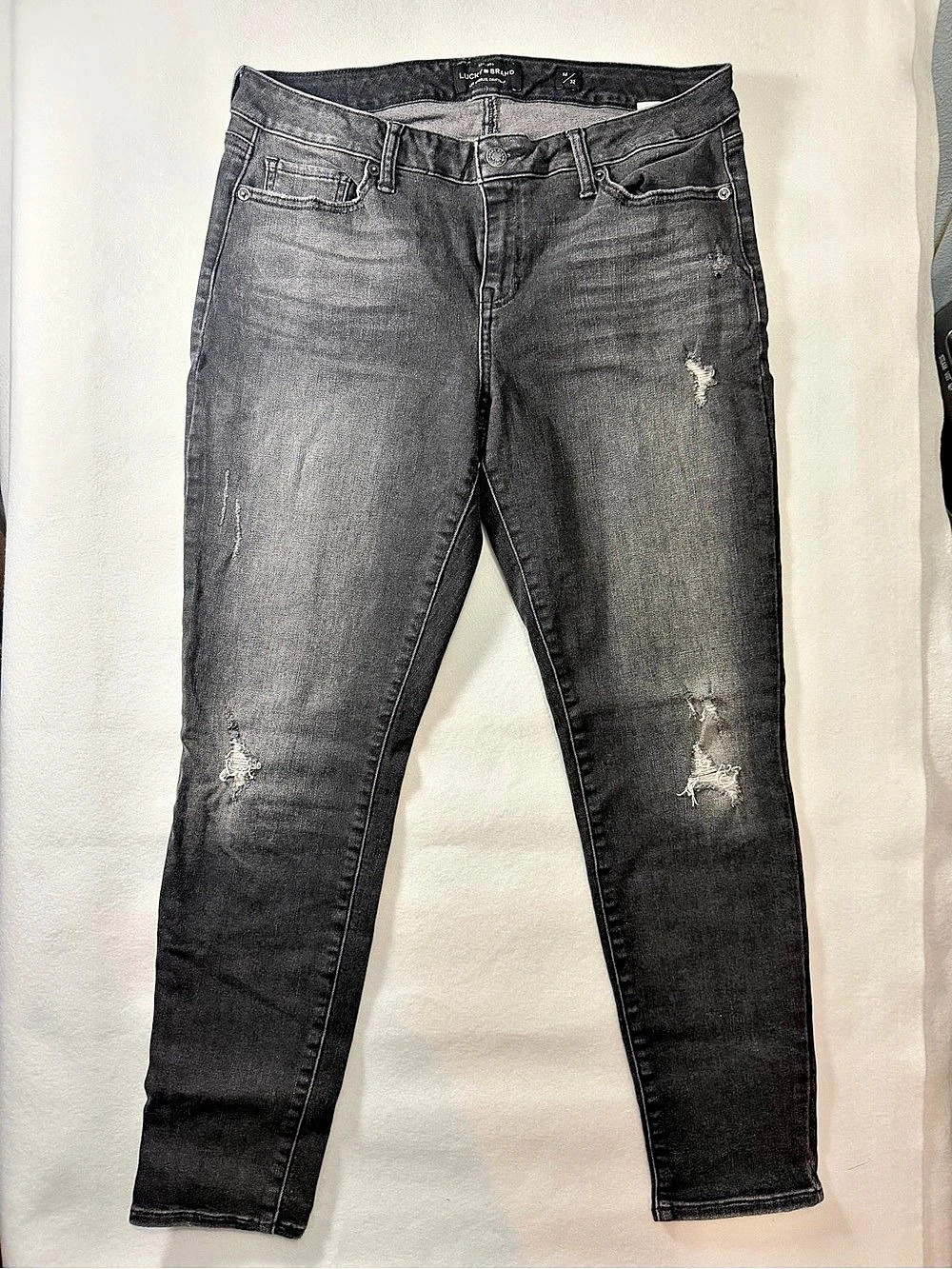 Lucky Brand Lolita Super Skinny Distressed Skinny Jeans in Black Waist 14